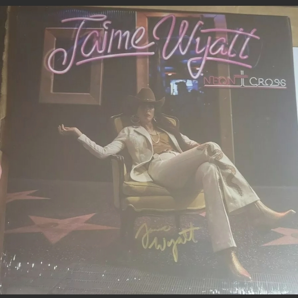Jaime Wyatt AUTOGRAPHED Neon Cross 12" Vinyl LP Record w/ SIGNED Thank You Card